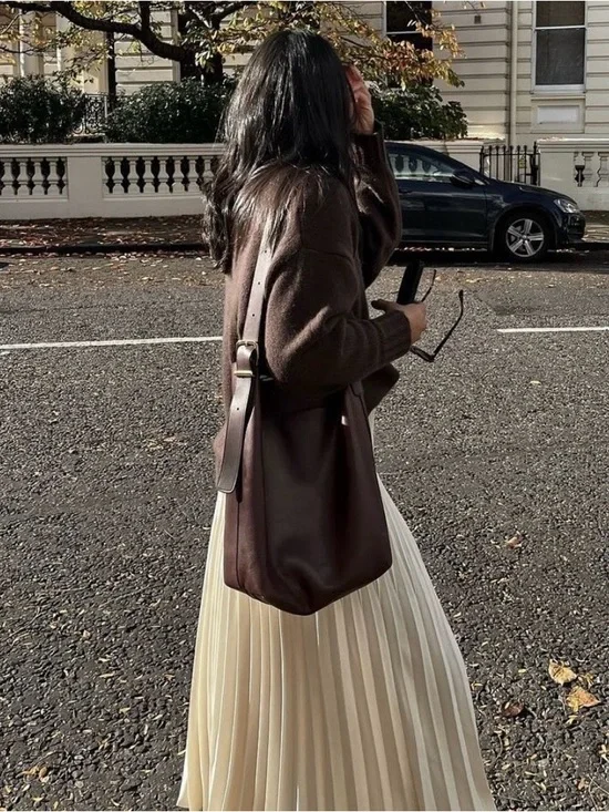 NWOT Jenni Kayne Pleated Midi Skirt Ivory Minimalist Capsule Wardrobe Spring M - Picture 3 of 5